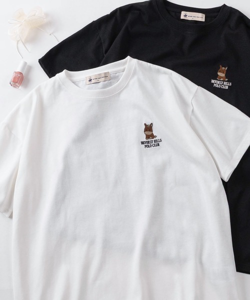 BEVERLY HILLS POLO CLUB(ビバリーヒルズポロクラブ)の「【71】【BEVERLY HILLS POLO CLUB/ビバリーヒルズポロクラブ】ワンポイント アイコン クルーネックTシャツ/レディース(Tシャツ/カットソー・レディース・ブルー系その他/ブラック系その他/ホワイト/ライトグリーン/ピンク/ブラック/ネイビー/ホワイト系その他・L/M)」の3枚目の写真