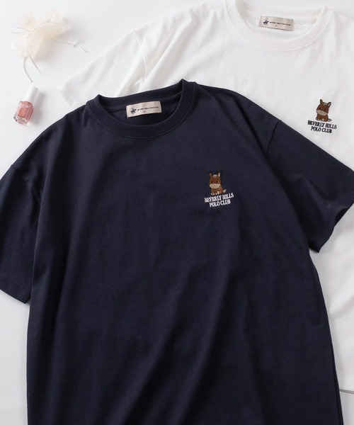 BEVERLY HILLS POLO CLUB(ビバリーヒルズポロクラブ)の「【71】【BEVERLY HILLS POLO CLUB/ビバリーヒルズポロクラブ】ワンポイント アイコン クルーネックTシャツ/レディース(Tシャツ/カットソー・レディース・ブルー系その他/ブラック系その他/ホワイト/ライトグリーン/ピンク/ブラック/ネイビー/ホワイト系その他・L/M)」の7枚目の写真