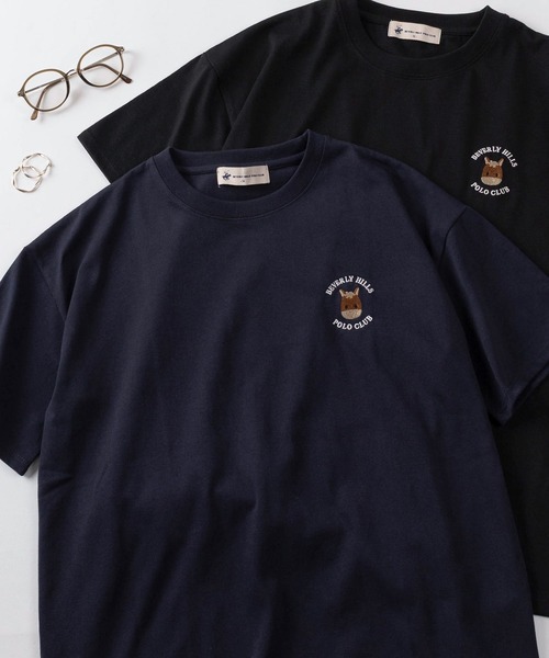 BEVERLY HILLS POLO CLUB(ビバリーヒルズポロクラブ)の「【71】【BEVERLY HILLS POLO CLUB/ビバリーヒルズポロクラブ】ワンポイント アイコン クルーネックTシャツ/レディース(Tシャツ/カットソー・レディース・ブルー系その他/ブラック系その他/ホワイト/ライトグリーン/ピンク/ブラック/ネイビー/ホワイト系その他・L/M)」の1枚目の写真