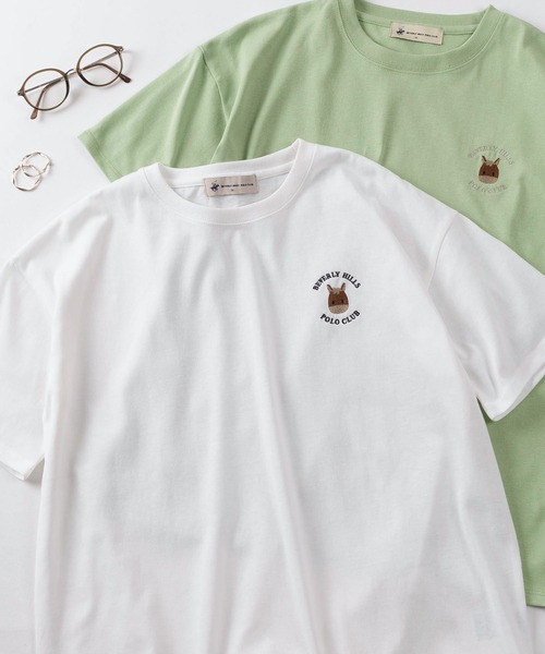 BEVERLY HILLS POLO CLUB(ビバリーヒルズポロクラブ)の「【71】【BEVERLY HILLS POLO CLUB/ビバリーヒルズポロクラブ】ワンポイント アイコン クルーネックTシャツ/レディース(Tシャツ/カットソー・レディース・ブルー系その他/ブラック系その他/ホワイト/ライトグリーン/ピンク/ブラック/ネイビー/ホワイト系その他・L/M)」の2枚目の写真