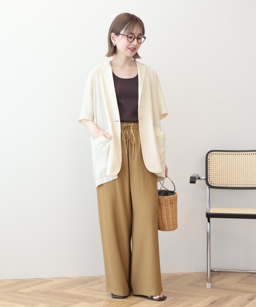 AMERICAN HOLIC(アメリカンホリック)の「【接触冷感】シアーテーラード半袖ジャケット(テーラードジャケット・レディース・アイボリー/ブラック/ライトグレー・M/L)」の8枚目の写真