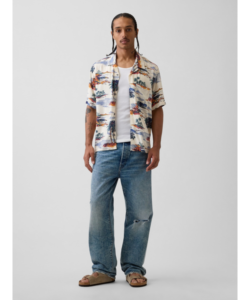 GAP（ギャップ）の「リラックス キャンプ カラーシャツ（シャツ/ブラウス・メンズ・ブルー/ブラウン/マルチ・L/M/XS/S/XL）」の8枚目の写真