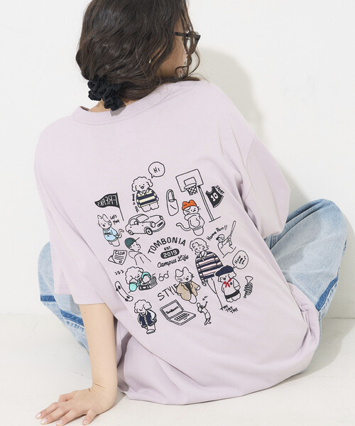 FREAK'S STORE(フリークスストア)の「tombonia/トムボニア バックプリント クルーネックTシャツ/キャンパスライフ(Tシャツ/カットソー・メンズ・ラベンダー/ライトグレー/ホワイト/チャコールグレー・LARGE/MEDIUM/SMALL)」の4枚目の写真