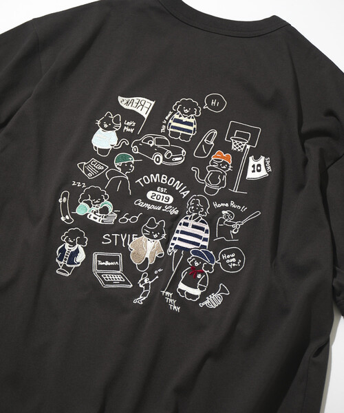 FREAK'S STORE(フリークスストア)の「tombonia/トムボニア バックプリント クルーネックTシャツ/キャンパスライフ(Tシャツ/カットソー・メンズ・ラベンダー/ライトグレー/ホワイト/チャコールグレー・LARGE/MEDIUM/SMALL)」の10枚目の写真