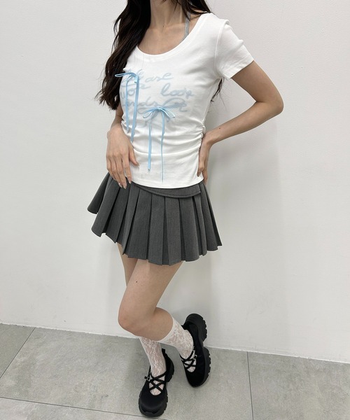 PHILLY(フィリー)の「メッセージリボンTシャツ(Tシャツ/カットソー・レディース・ホワイト/グレー・FREE)」の10枚目の写真
