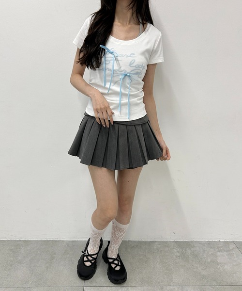 PHILLY(フィリー)の「メッセージリボンTシャツ(Tシャツ/カットソー・レディース・ホワイト/グレー・FREE)」の11枚目の写真