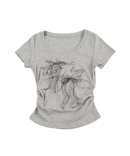 PHILLY(フィリー)の「メッセージリボンTシャツ(Tシャツ/カットソー・レディース・ホワイト/グレー・FREE)」の14枚目の写真