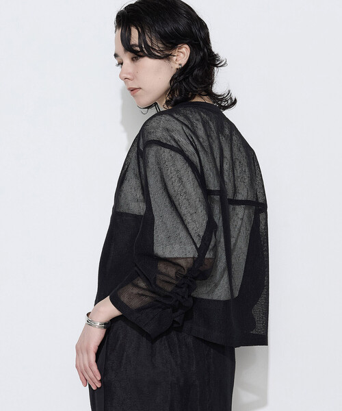 K.T KIYOKO TAKASE(キヨコタカセ)の「【セットアップ対応】リネンシアーラッセル ブルゾン(ブルゾン・レディース・サックスブルー/キナリ/ブラック・9号/11号)」の8枚目の写真