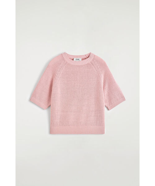 COS(コス)の「シュリンクニットリネンTシャツ(Tシャツ/カットソー・レディース・ピンク・XS/S/M/L)」の6枚目の写真