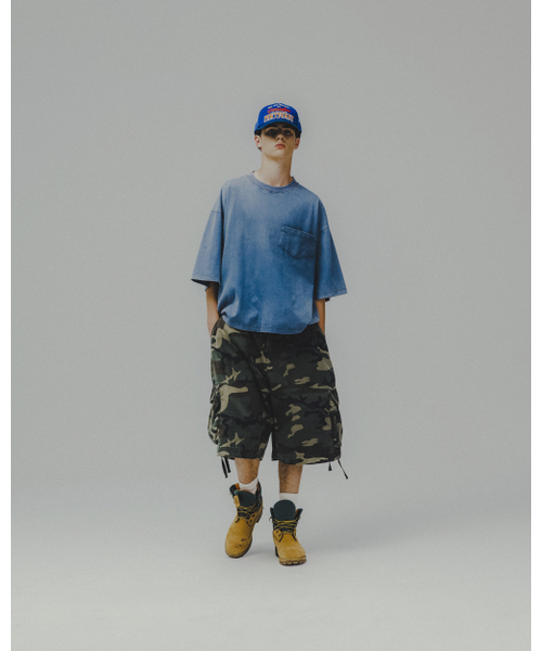 ANGLAN(アングラン)の「Washed Wide Pocket Crop Tee - Blue(Tシャツ/カットソー・メンズ・その他・1/2)」の4枚目の写真
