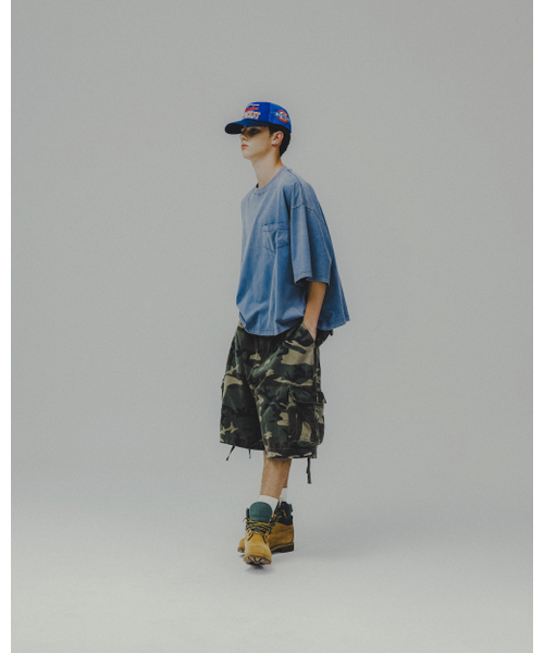 ANGLAN(アングラン)の「Washed Wide Pocket Crop Tee - Blue(Tシャツ/カットソー・メンズ・その他・1/2)」の5枚目の写真