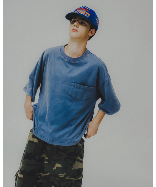 ANGLAN(アングラン)の「Washed Wide Pocket Crop Tee - Blue(Tシャツ/カットソー・メンズ・その他・1/2)」の6枚目の写真