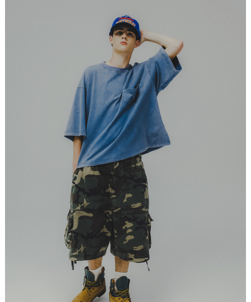 ANGLAN(アングラン)の「Washed Wide Pocket Crop Tee - Blue(Tシャツ/カットソー・メンズ・その他・1/2)」の7枚目の写真