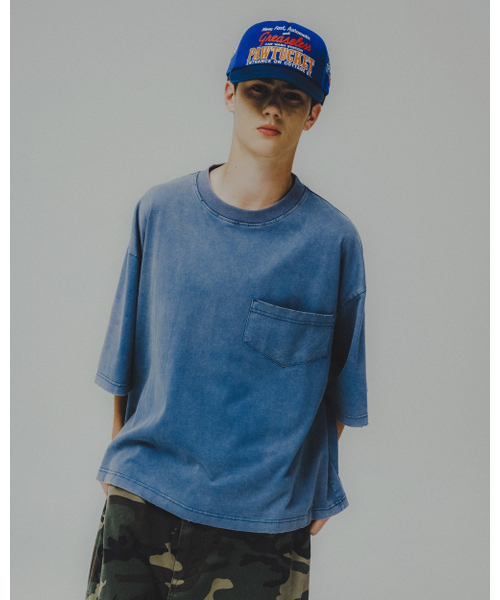 ANGLAN(アングラン)の「Washed Wide Pocket Crop Tee - Blue(Tシャツ/カットソー・メンズ・その他・1/2)」の8枚目の写真