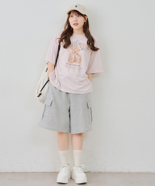 continuer de NICE CLAUP(コンティニューデナイスクラップ)の「くまちゃんとお花ロゴT(Tシャツ/カットソー・レディース・ブラック/オートミール/ピンク/オフホワイト・FREE)」の16枚目の写真