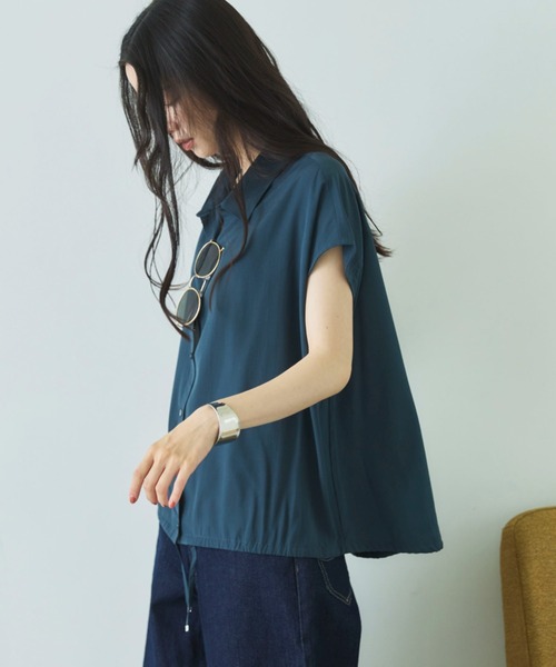 Doux archives(ドゥアルシーヴ)の「裾ドロストフレンチスリーブシャツ(シャツ/ブラウス・レディース・グリーン/ブルー/オフホワイト・FREE)」の14枚目の写真