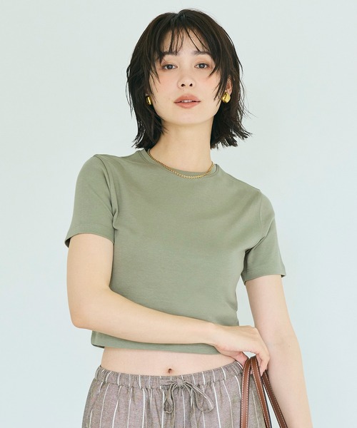 coca(coca)(コカ)の「スムースコンパクトTシャツ(Tシャツ/カットソー・レディース・グレー/ホワイト/ブラック/カーキ・L/M/S/XL)」の4枚目の写真
