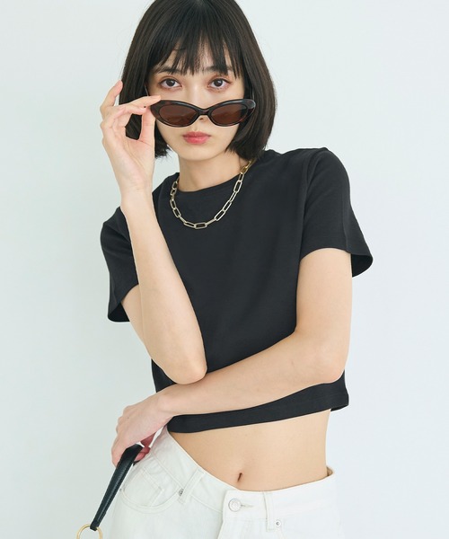 coca(coca)(コカ)の「スムースコンパクトTシャツ(Tシャツ/カットソー・レディース・グレー/ホワイト/ブラック/カーキ・L/M/S/XL)」の9枚目の写真