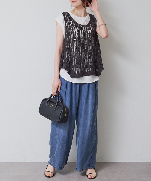 PUAL CE CIN(ピュアルセシン)の「リヨセルデニムイージーパンツ(デニムパンツ・レディース・サックスブルー/インディゴブルー・FREE)」の19枚目の写真