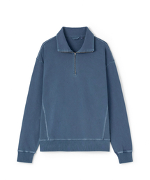 ガーメントダイ ハーフジップ スウェットシャツ BLUE