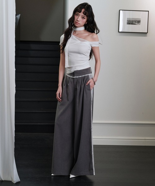 andwang(アンドワン)の「Side lace slacks(スラックス・レディース・ブラック/グレー・SMALL/MEDIUM)」の5枚目の写真