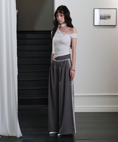 andwang(アンドワン)の「Side lace slacks(スラックス・レディース・ブラック/グレー・SMALL/MEDIUM)」の8枚目の写真