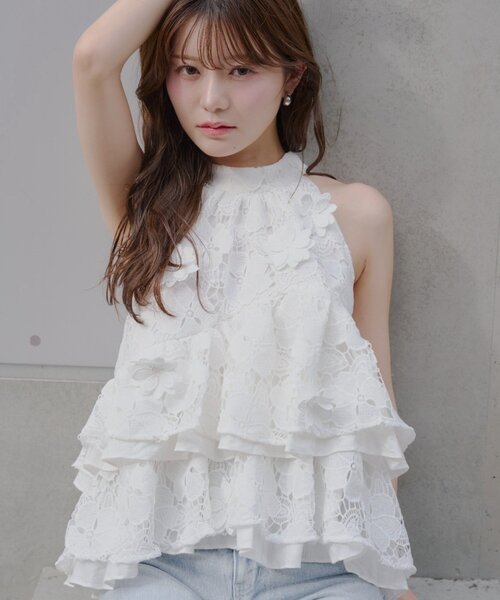 Chico（チコ）の「【SALON  by Chico】フラワーティアードバックリボンアメスリブラウス（シャツ/ブラウス・レディース・ホワイト/ブラック/ライトベージュ・FREE）」の18枚目の写真