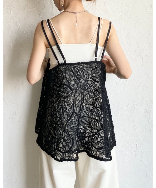 She's Closet(シーズクローゼット)の「刺繍 シアー レース キャミソール ビスチェ(キャミソール・レディース・ホワイト/ブラック・FREE)」の8枚目の写真
