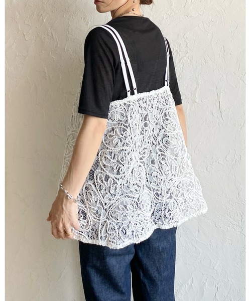 She's Closet(シーズクローゼット)の「刺繍 シアー レース キャミソール ビスチェ(キャミソール・レディース・ホワイト/ブラック・FREE)」の9枚目の写真