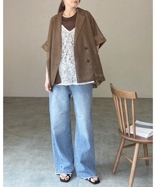 She's Closet(シーズクローゼット)の「刺繍 シアー レース キャミソール ビスチェ(キャミソール・レディース・ホワイト/ブラック・FREE)」の13枚目の写真