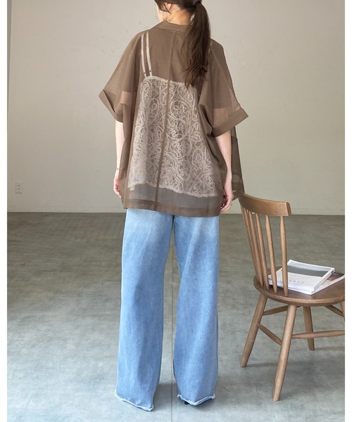 She's Closet(シーズクローゼット)の「刺繍 シアー レース キャミソール ビスチェ(キャミソール・レディース・ホワイト/ブラック・FREE)」の14枚目の写真