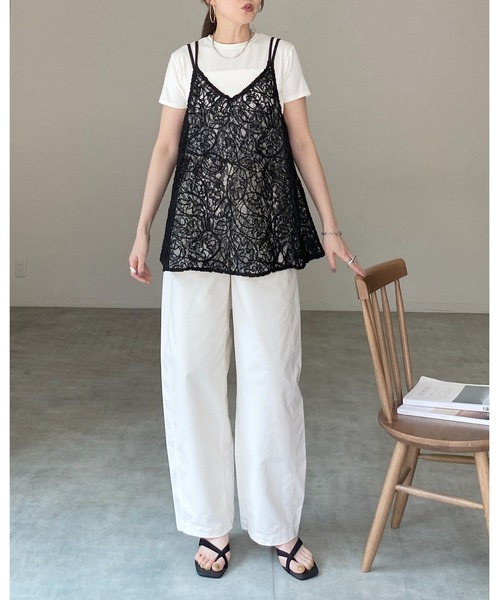 She's Closet(シーズクローゼット)の「刺繍 シアー レース キャミソール ビスチェ(キャミソール・レディース・ホワイト/ブラック・FREE)」の15枚目の写真