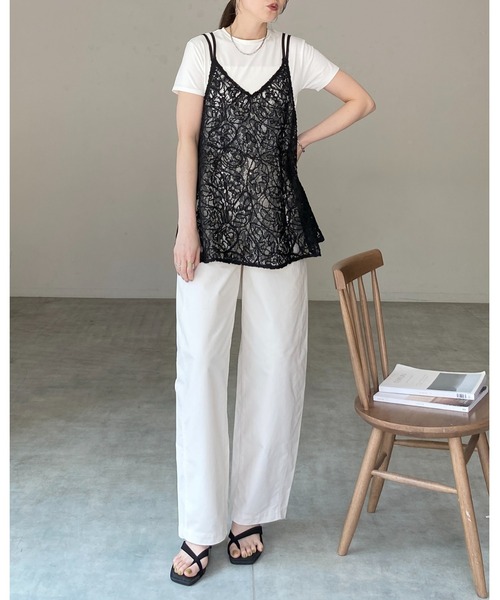 She's Closet(シーズクローゼット)の「刺繍 シアー レース キャミソール ビスチェ(キャミソール・レディース・ホワイト/ブラック・FREE)」の16枚目の写真