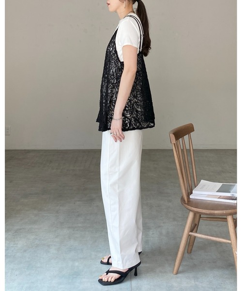 She's Closet(シーズクローゼット)の「刺繍 シアー レース キャミソール ビスチェ(キャミソール・レディース・ホワイト/ブラック・FREE)」の17枚目の写真
