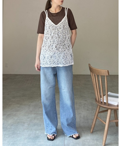 She's Closet(シーズクローゼット)の「刺繍 シアー レース キャミソール ビスチェ(キャミソール・レディース・ホワイト/ブラック・FREE)」の22枚目の写真