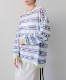 DOLLUPOOPS | Multi-Border Ribbed Pullover(マルチボーダーリブプルオーバー)(ニット/セーター)
