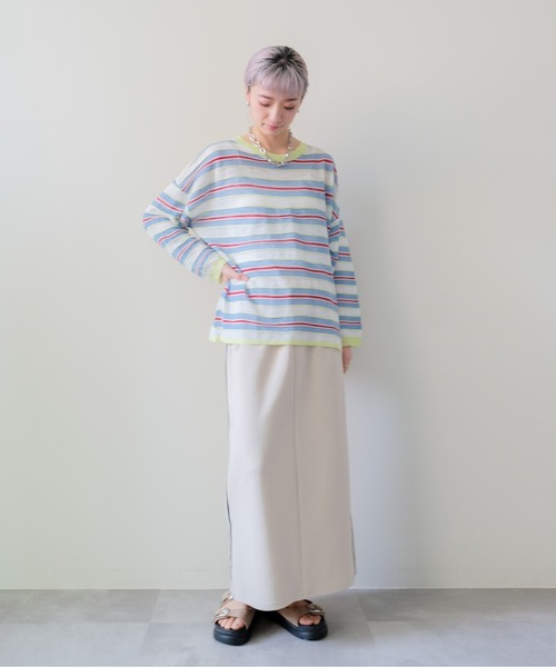 DOLLUPOOPS(ドールアップウップス)の「Multi-Border Ribbed Pullover(マルチボーダーリブプルオーバー)(ニット/セーター・レディース・ブルー/ピンク/オレンジ・FREE)」の7枚目の写真
