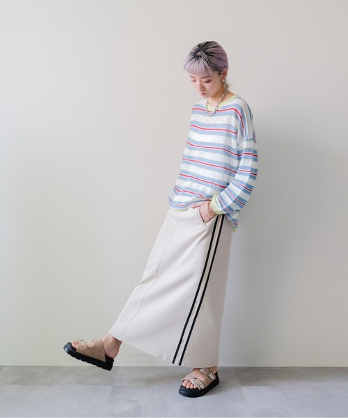 DOLLUPOOPS(ドールアップウップス)の「Multi-Border Ribbed Pullover(マルチボーダーリブプルオーバー)(ニット/セーター・レディース・ブルー/ピンク/オレンジ・FREE)」の9枚目の写真