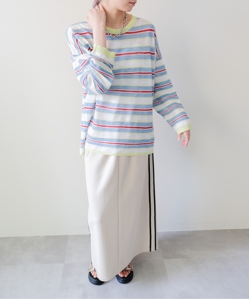 DOLLUPOOPS(ドールアップウップス)の「Multi-Border Ribbed Pullover(マルチボーダーリブプルオーバー)(ニット/セーター・レディース・ブルー/ピンク/オレンジ・FREE)」の10枚目の写真