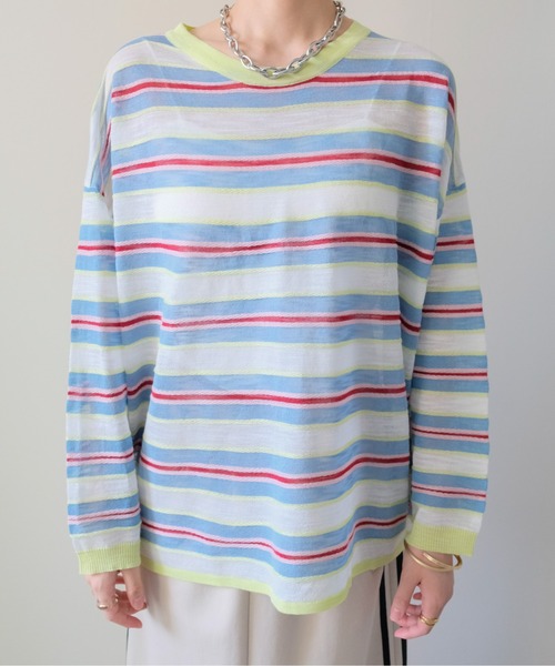 DOLLUPOOPS(ドールアップウップス)の「Multi-Border Ribbed Pullover(マルチボーダーリブプルオーバー)(ニット/セーター・レディース・ブルー/ピンク/オレンジ・FREE)」の11枚目の写真