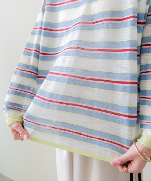 DOLLUPOOPS(ドールアップウップス)の「Multi-Border Ribbed Pullover(マルチボーダーリブプルオーバー)(ニット/セーター・レディース・ブルー/ピンク/オレンジ・FREE)」の12枚目の写真
