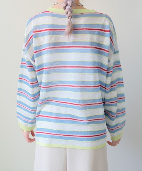 DOLLUPOOPS(ドールアップウップス)の「Multi-Border Ribbed Pullover(マルチボーダーリブプルオーバー)(ニット/セーター・レディース・ブルー/ピンク/オレンジ・FREE)」の13枚目の写真