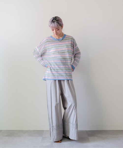 DOLLUPOOPS(ドールアップウップス)の「Multi-Border Ribbed Pullover(マルチボーダーリブプルオーバー)(ニット/セーター・レディース・ブルー/ピンク/オレンジ・FREE)」の19枚目の写真