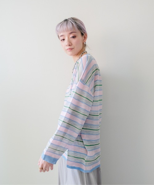 DOLLUPOOPS(ドールアップウップス)の「Multi-Border Ribbed Pullover(マルチボーダーリブプルオーバー)(ニット/セーター・レディース・ブルー/ピンク/オレンジ・FREE)」の18枚目の写真