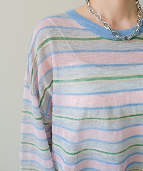 DOLLUPOOPS(ドールアップウップス)の「Multi-Border Ribbed Pullover(マルチボーダーリブプルオーバー)(ニット/セーター・レディース・ブルー/ピンク/オレンジ・FREE)」の22枚目の写真