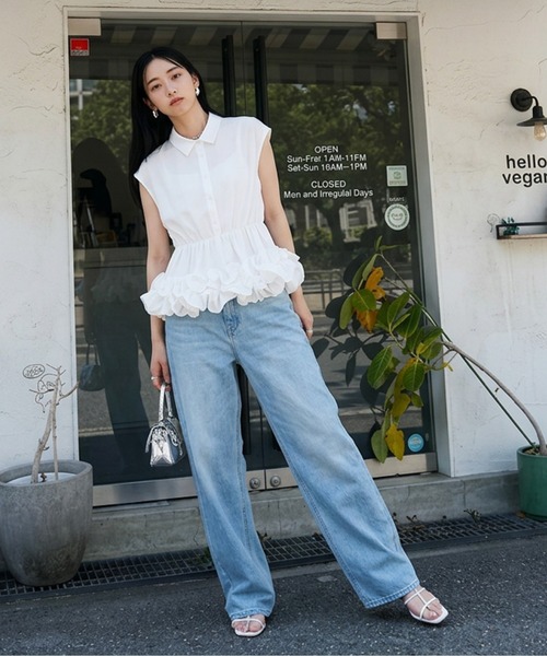 AMELY(エミリー)の「フリルバルーンブラウス(シャツ/ブラウス・レディース・ホワイト/ブラック・フリー)」の9枚目の写真