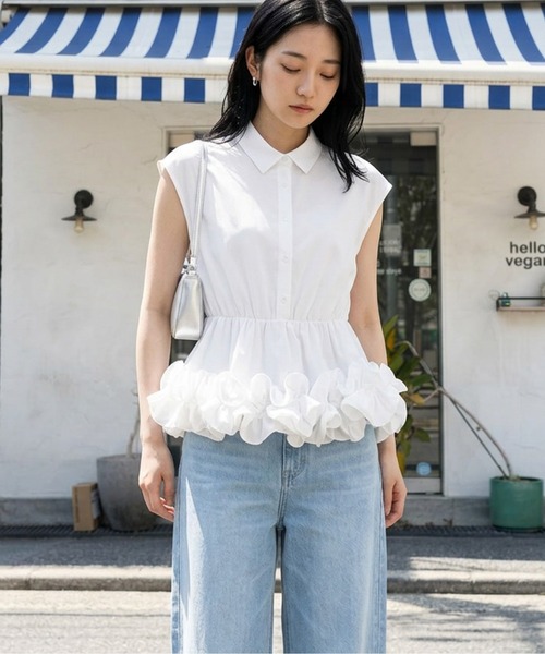 AMELY(エミリー)の「フリルバルーンブラウス(シャツ/ブラウス・レディース・ホワイト/ブラック・フリー)」の10枚目の写真