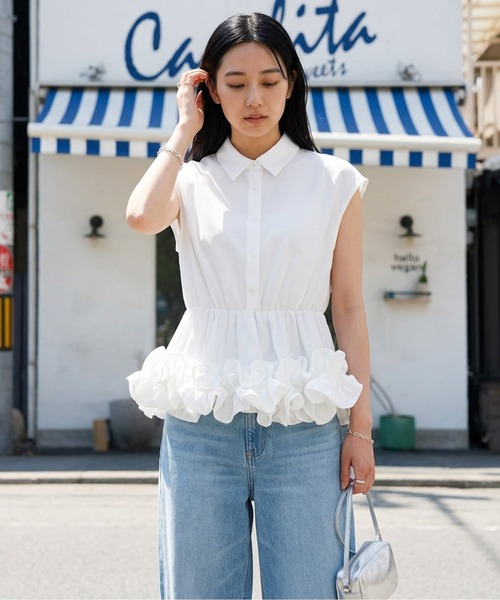 AMELY(エミリー)の「フリルバルーンブラウス(シャツ/ブラウス・レディース・ホワイト/ブラック・フリー)」の14枚目の写真