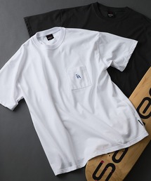 【SAVIER/サビアー】×【ZERO STAIN/ゼロステイン】【LAロゴ立体刺繍】コラボ ポケット付き Tシャツ オーバーサイズ 汗染み防止 ストリート・スケーター