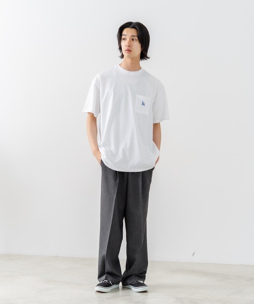 SAVIER（サビアー）の「【SAVIER/サビアー】×【ZERO STAIN/ゼロステイン】【LAロゴ立体刺繍】コラボ ポケット付き Tシャツ オーバーサイズ 汗染み防止 ストリート・スケーター（Tシャツ/カットソー・メンズ・ホワイト/チャコールグレー・MEDIUM/LARGE）」の7枚目の写真